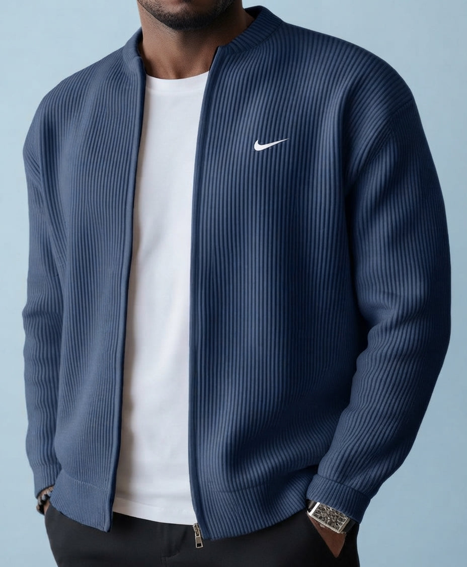Giacca Cardigan Uomo in Maglia a Costine con Zip