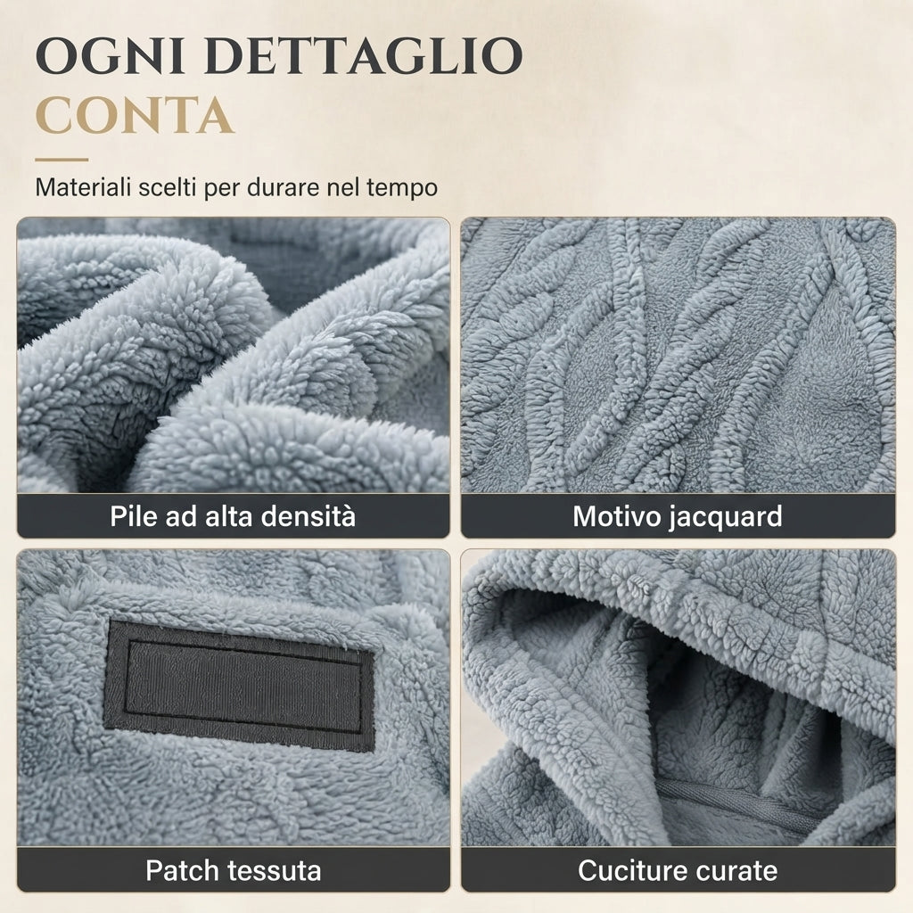 Felpa con Cappuccio Uomo in Pile Peluche – Motivo Jacquard a Trecce, Stile Pullover Invernale