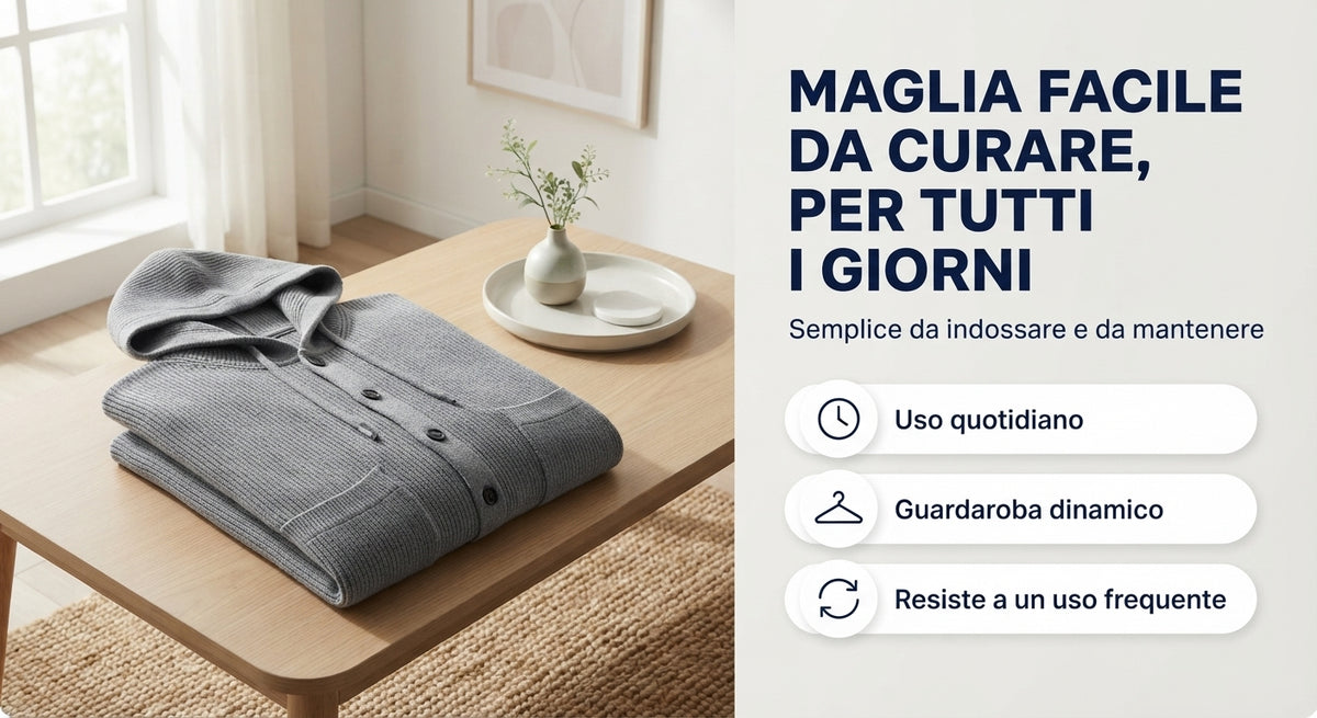 Cardigan Uomo in Maglia con Cappuccio - Maglione Casual con Bottoni