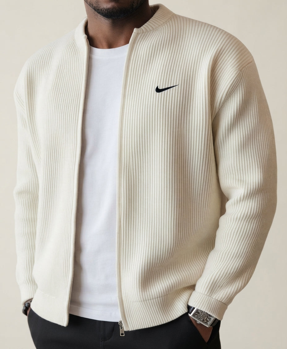 Giacca Cardigan Uomo in Maglia a Costine con Zip
