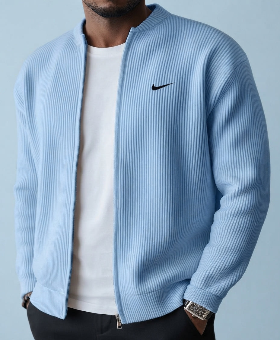 Giacca Cardigan Uomo in Maglia a Costine con Zip