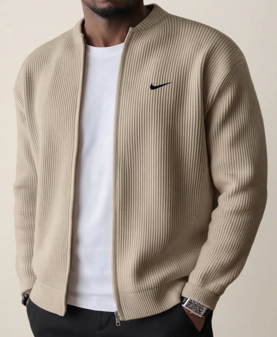 Giacca Cardigan Uomo in Maglia a Costine con Zip