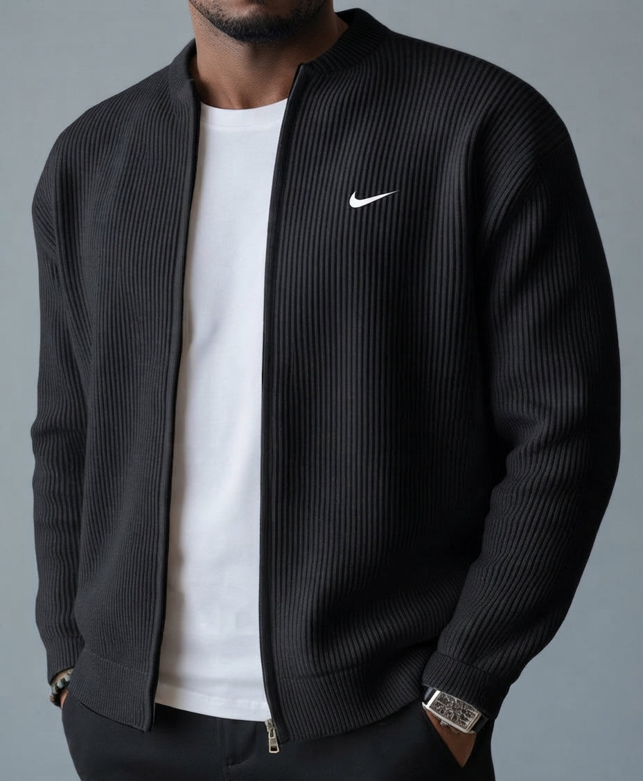 Giacca Cardigan Uomo in Maglia a Costine con Zip