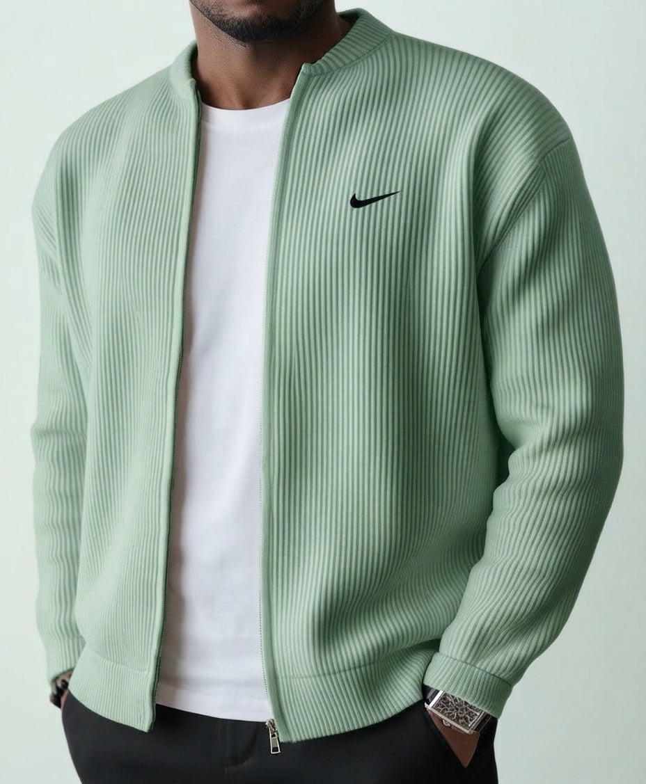 Giacca Cardigan Uomo in Maglia a Costine con Zip