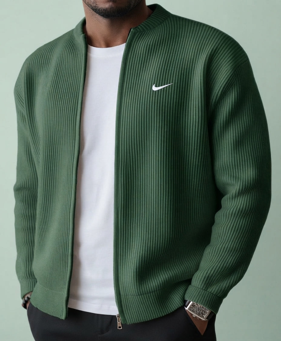 Giacca Cardigan Uomo in Maglia a Costine con Zip