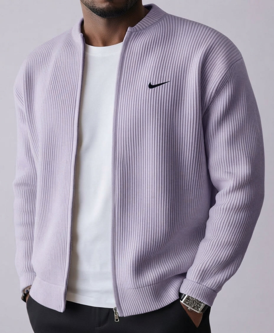 Giacca Cardigan Uomo in Maglia a Costine con Zip
