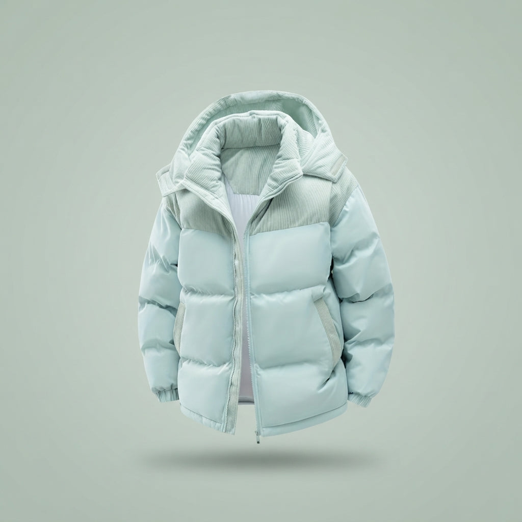 Giubbotto Puffer Uomo Bicolore con Cappuccio Staccabile