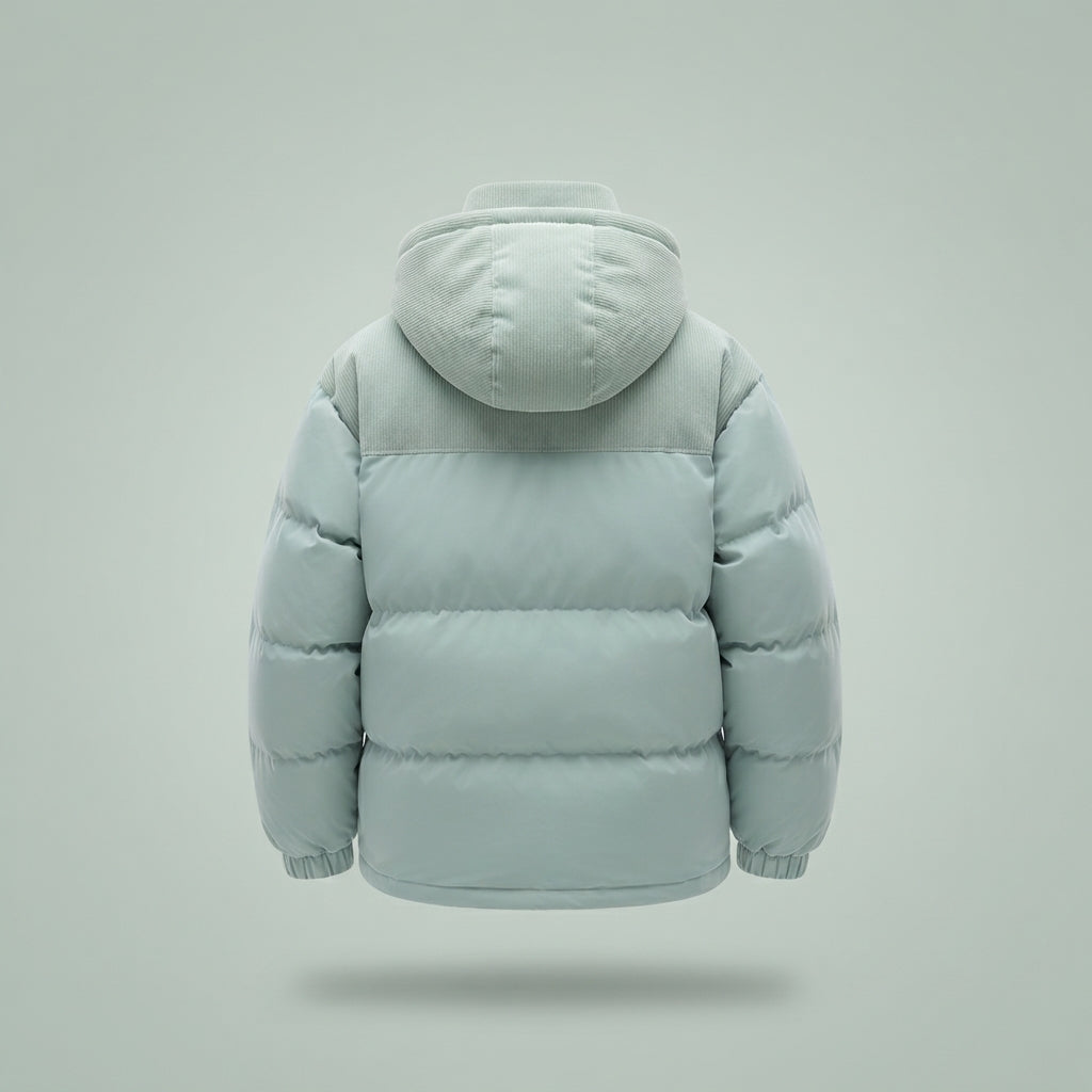 Giubbotto Puffer Uomo Bicolore con Cappuccio Staccabile