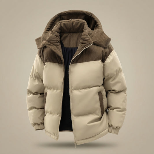 Giubbotto Puffer Uomo Bicolore con Cappuccio Staccabile