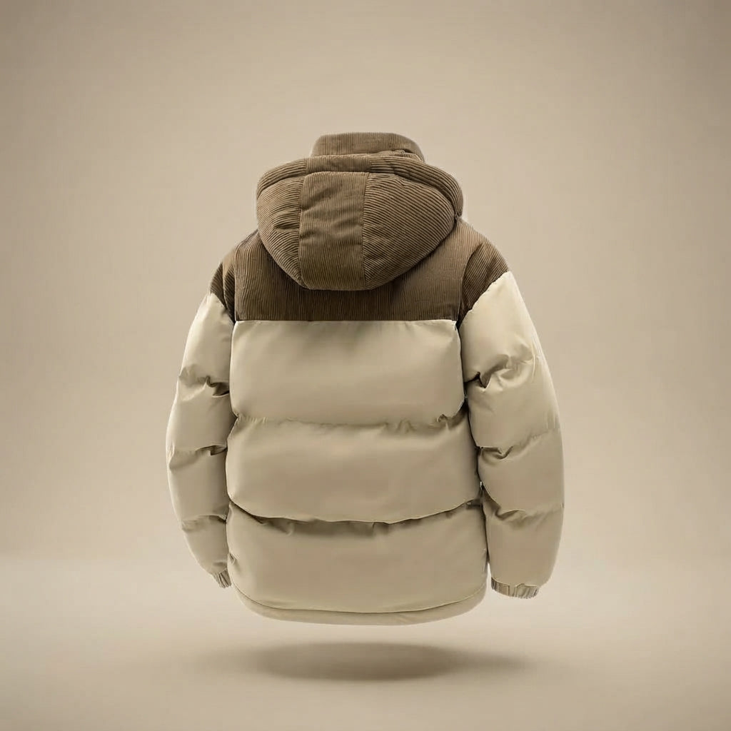 Giubbotto Puffer Uomo Bicolore con Cappuccio Staccabile