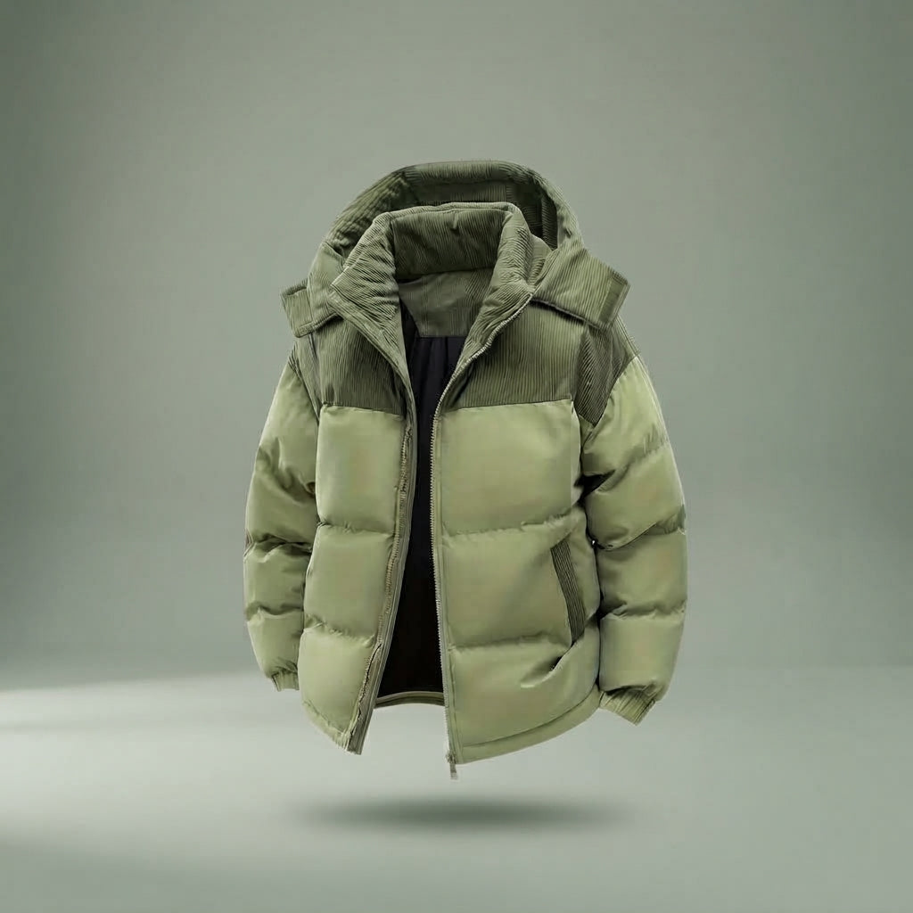 Giubbotto Puffer Uomo Bicolore con Cappuccio Staccabile