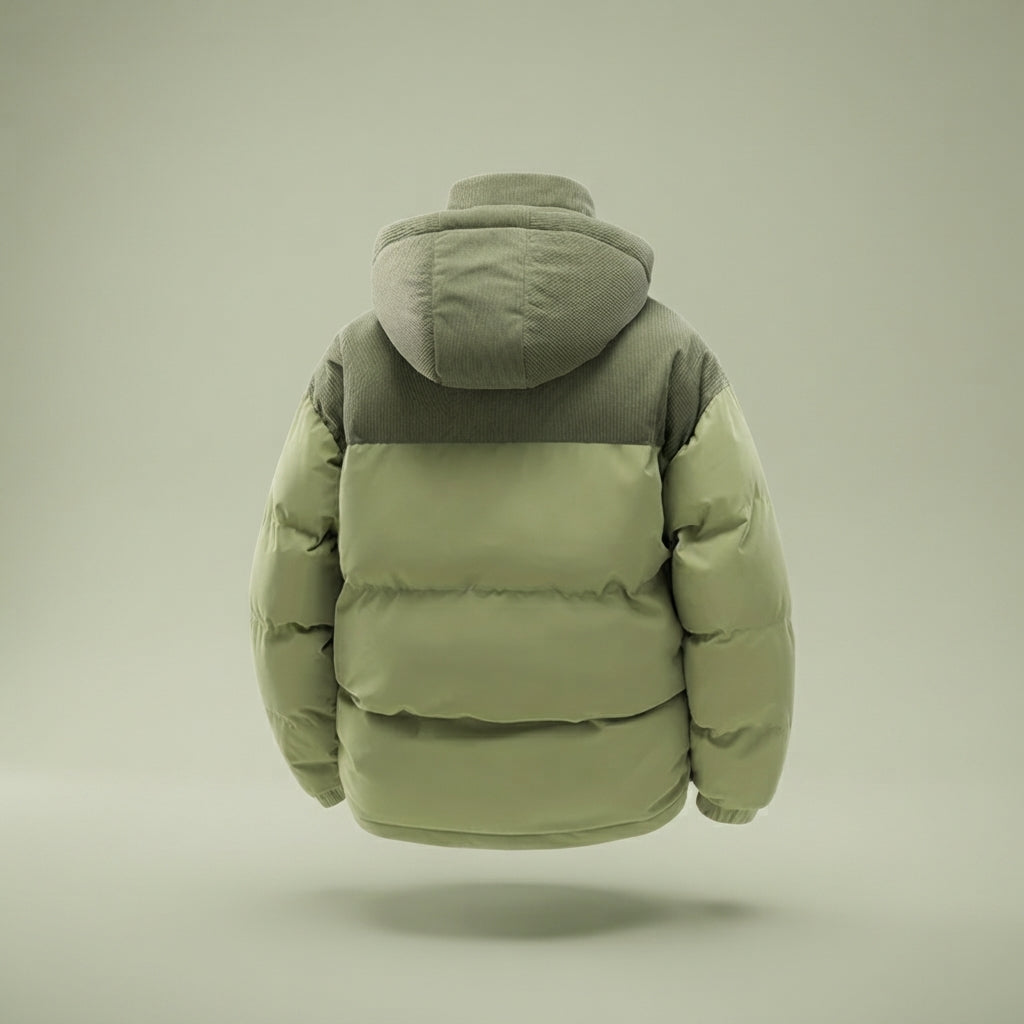 Giubbotto Puffer Uomo Bicolore con Cappuccio Staccabile