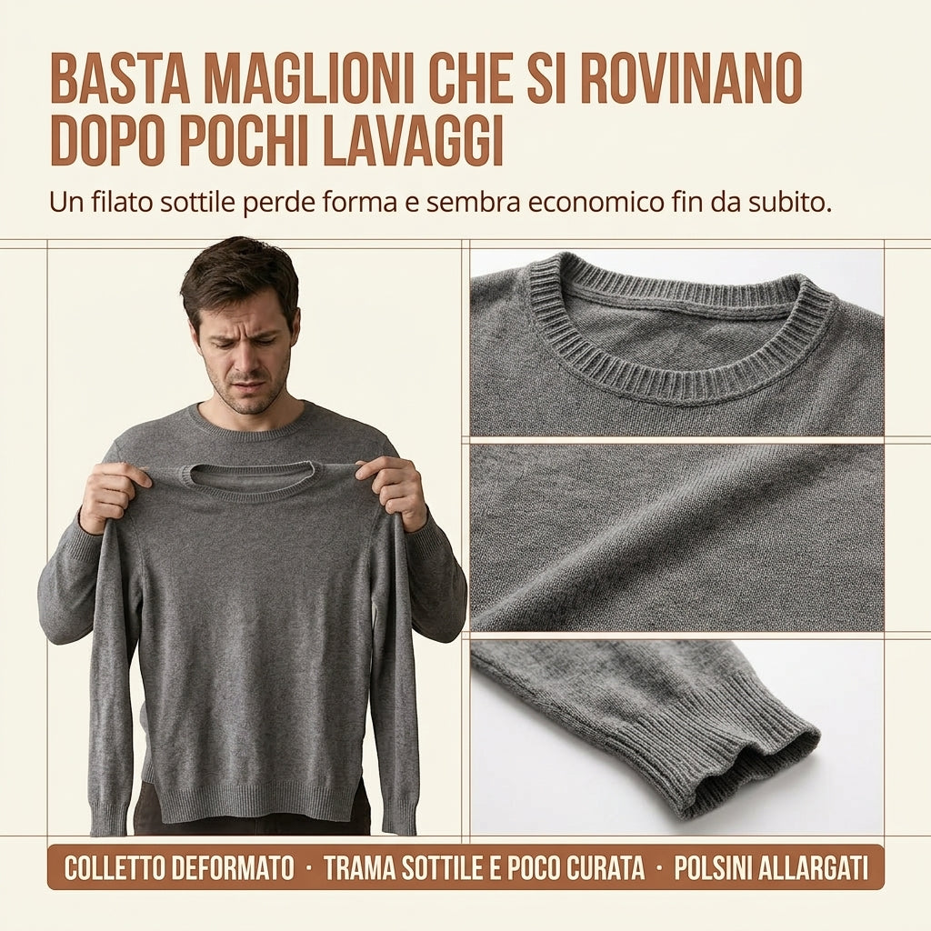 Maglione Girocollo Uomo Trecce in Rilievo - Pullover Casual Vintage
