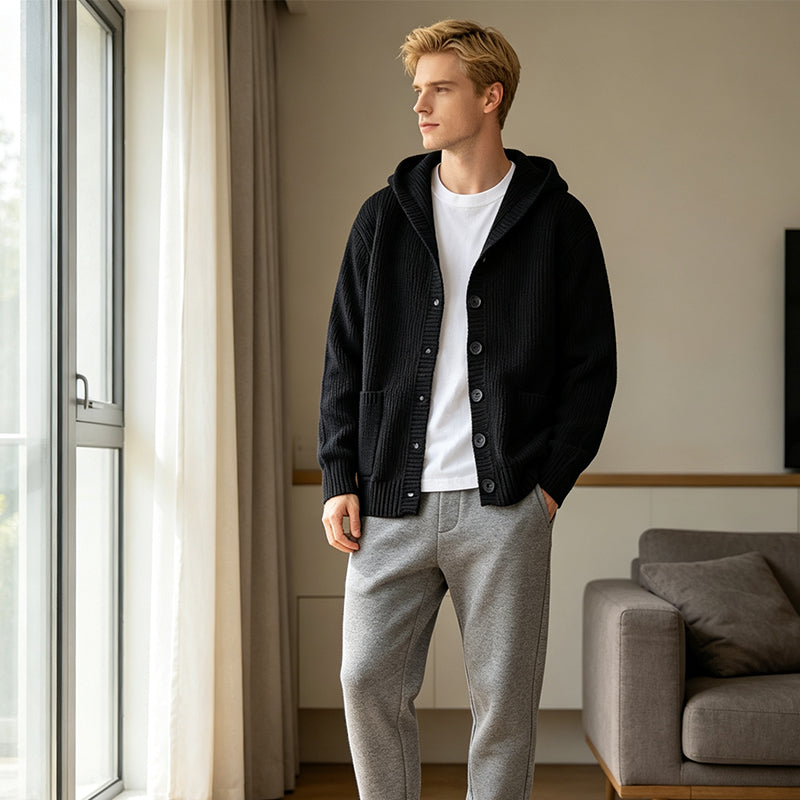Cardigan uomo indossato casual